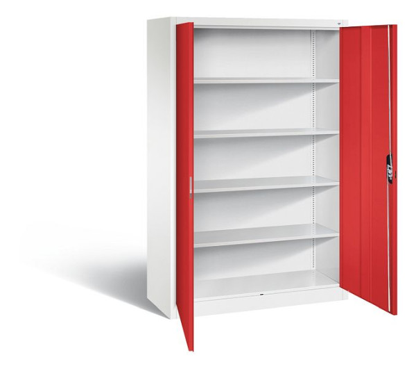 C+P Büroschrank Acurado, H1950xB1200xT500mm, Farbe: Verkehrsweiß / feuerrot, Muldengriff, 5 OH, 9480-000 S10830