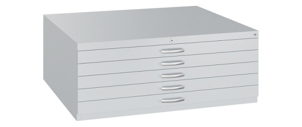C+P Flachablageschrank Serie 7100_7200, H420xB1100xT765mm, 9016/9016, 5 Schubladenblenden doppelwandig, 7100-000 S10370