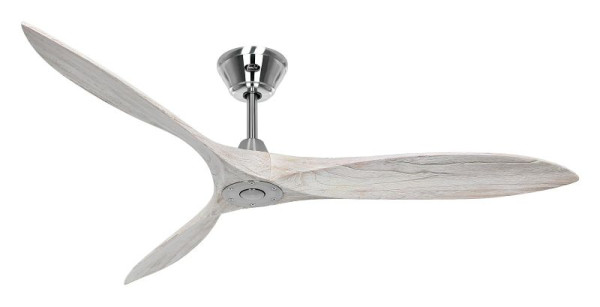 CasaFan Deckenventilator Eco Airscrew 152 Chrom gebürstet, Massivholz Lack weiß gebürstet, 315240