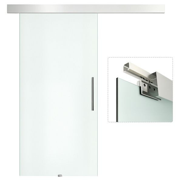 HOMCOM Glasschiebetür mit Griffstange, einseitig satiniert, 102,5 x 205 cm, E7-0015