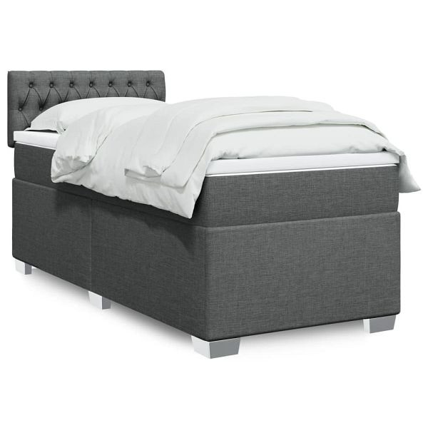 vidaXL Boxspringbett mit Matratze Dunkelgrau 80x200 cm Stoff, 3288023
