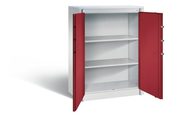 C+P Feuerschutzschrank Certos, H1226xB930xT500mm, Farbe: Lichtgrau / Rubinrot, Klinkengriff, 3 OH, 1171-00 S10105