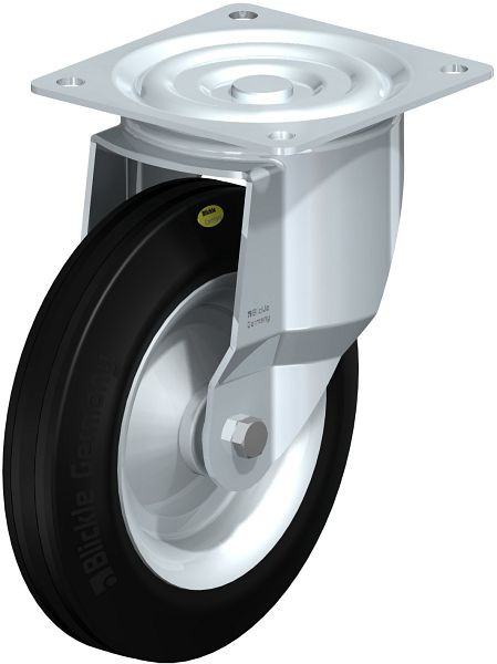 Blickle L-RD 252R Stahlblech-Lenkrolle, mittelschwere Ausführung, mit Anschraubplatte, Zweikomponenten-Vollgummi, Schwarz, 42564