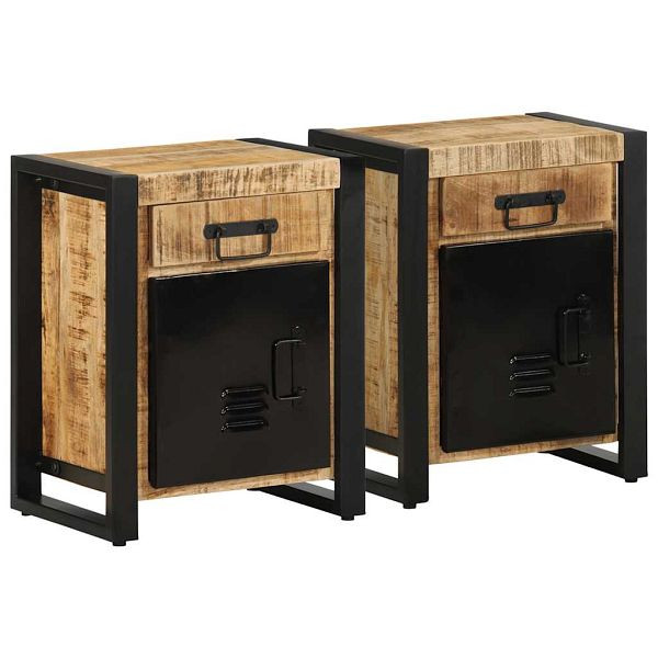 vidaXL Nachttische 2 Stk. Raues Mangoholz, elegant, 4013560