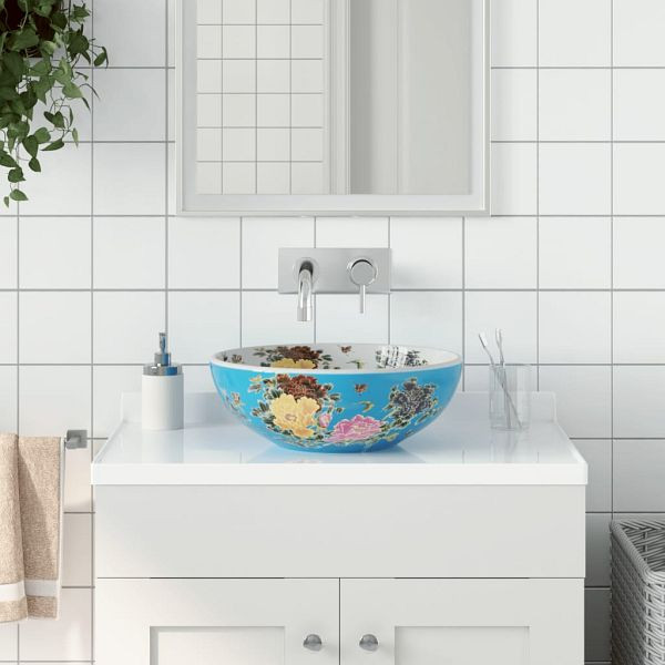 vidaXL Aufsatzwaschbecken Mehrfarbig Rund Ø41x14 cm Keramik, 155055