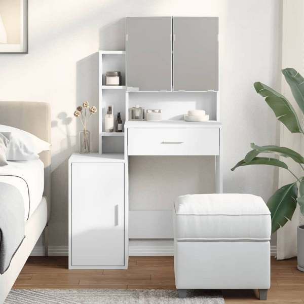 vidaXL Schminktisch mit Schrank Weiß 80x35x132 cm, 848234
