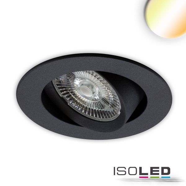 ISOLED LED Einbauleuchte Sunset Slim68 schwarz, rund, 9W, 1800-2800K, Dimm-to-warm, 114972