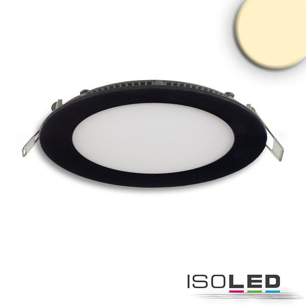 ISOLED LED Downlight, 9W, rund, ultraflach, blendungsreduziert, schwarz, 147mm, warmweiß, dimmbar CRI90, 115459