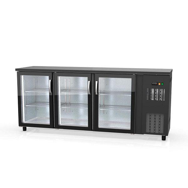 Vaiotec TOPLINE Barkühltisch 530 schwarz / 3 Glastüren, 202,5x53x85 cm, 11412