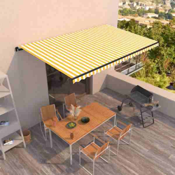 vidaXL Markise Manuell Einziehbar 500x300 cm Gelb und Weiß, 3069138