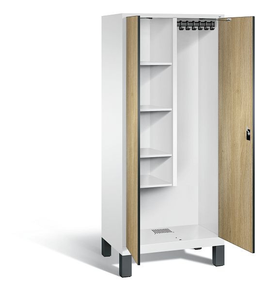 C+P Putzmittel-Spind Evolo, H1850xB810xT500mm, Farbe: Verkehrsweiß / Dekor Eiche Sereno, 48110-02 S10104