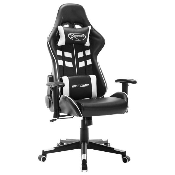 vidaXL Gaming-Stuhl Schwarz und Weiß Kunstleder, Metall, 20507