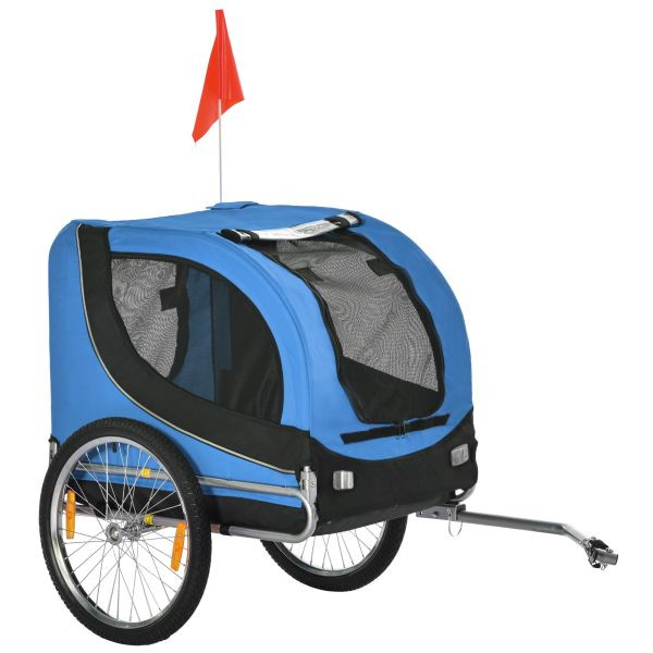 PawHut Fahrradanhänger Hundeanhänger Hunde Fahrrad Tier Anhänger Blau+Schwarz, B4-0003-008