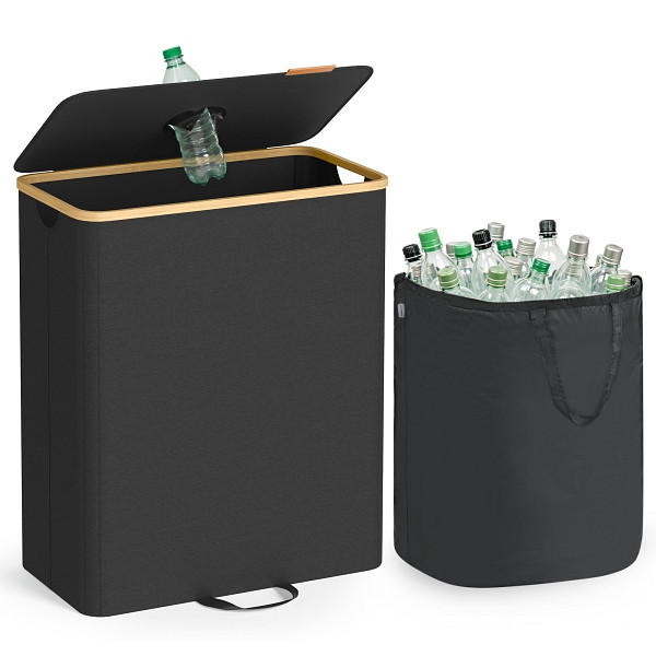 SONGMICS Recyclingbehälter, Tintenschwarz, 52,5x38,5x70,5 cm, RRB513B01