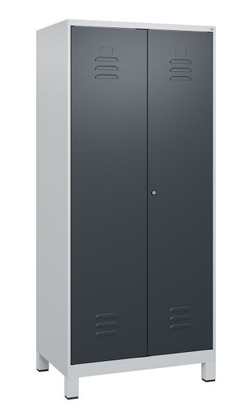 C+P Umkleidespind Classic PLUS, Doppel-Spind, Füße, 2 Abteile, 1800x800x500mm, 7035/7016, Zylinderschloss, 0800127-22P S10023