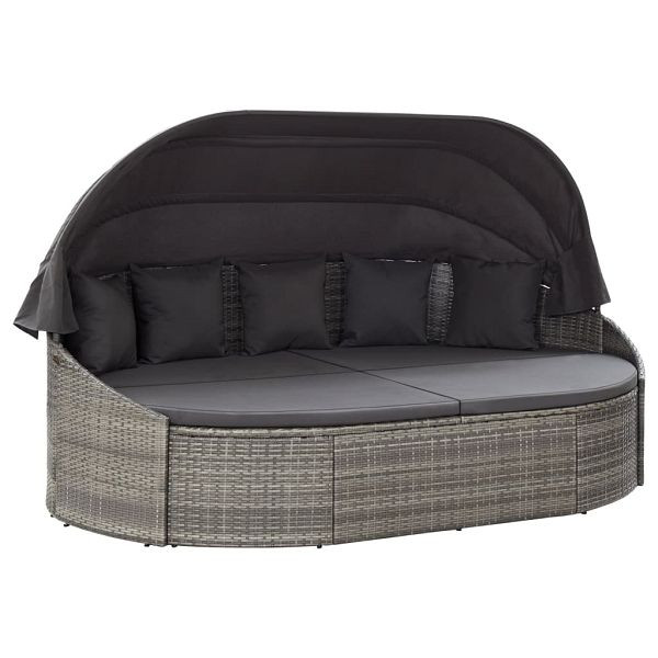 vidaXL Outdoor-Loungebett mit Dach Grau, 46093