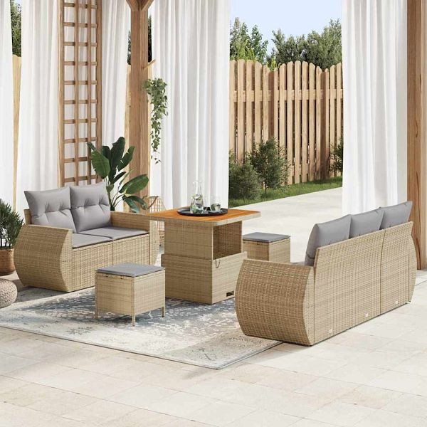 vidaXL Garten-Sofa-Set 8-teilig Beige und Hellgrau 80 x 80 x 71 cm, 3363767