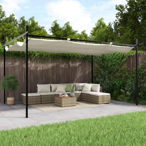 vidaXL Pergola mit Schiebedach Creme 395x292x230 cm, 360117