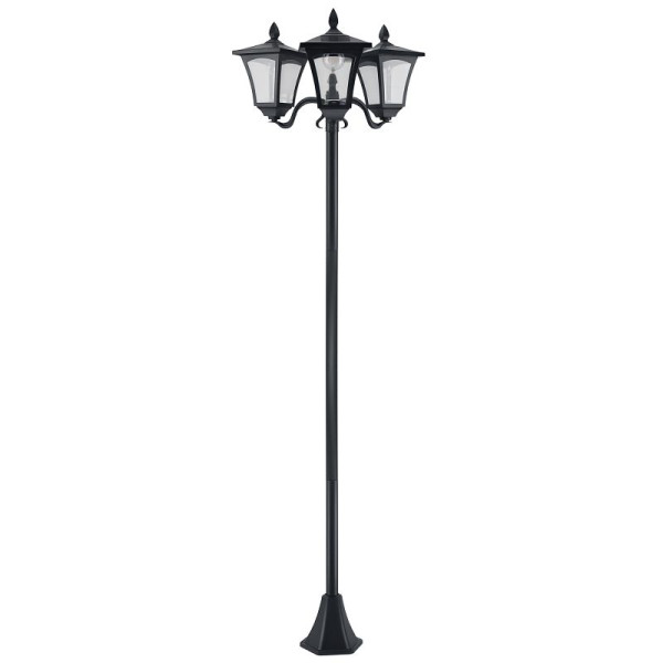Outsunny Solar Gartenlaterne mit 3 flammig Laterne Mast aus Edelstahl Solarlaterne mit LED 120 Lumen 51,5x47x182,5 cm Wegeleuchte IP44 für Garten, 842-109