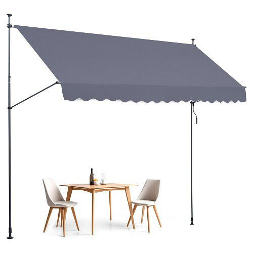 VEVOR Klemmmarkise 400x120 cm, Balkonmarkise mit Handkurbel, höhenverstellbar 218-309 cm, Grau, für Terrasse/Balkon/Garten, SSSZYPHSLZS1S1U9KV0