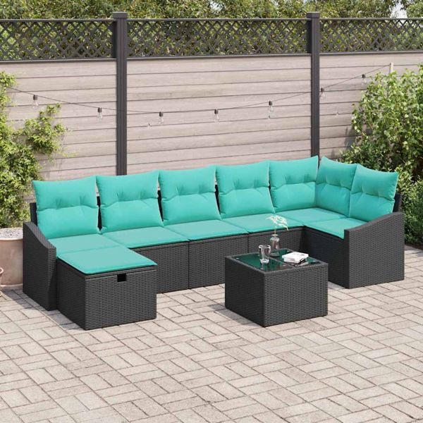 vidaXL Sofa Set mit Kissen mit Speicher 8-teilig Poly-Rattan, 3359315