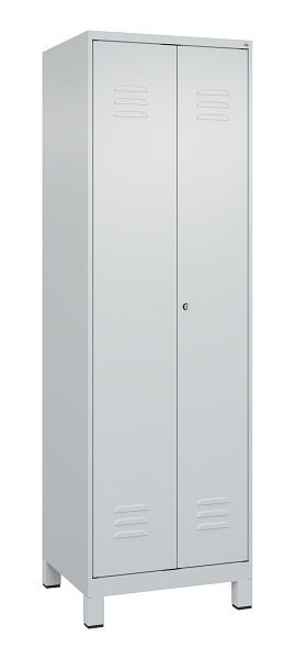 C+P Mehrzweckschrank Classic PLUS, Wäsche-Spind, Füße, 2 Abteile, 1950x600x500mm, 7035/7035, Zylinderschloss, 080012-20B S10024