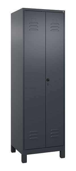 C+P Mehrzweckschrank Classic PLUS, Wäsche-/Kombispind, Füße, 2 Abteile, 1950x600x500mm, 7016/7016, Drehriegel, 080610-20 S10012