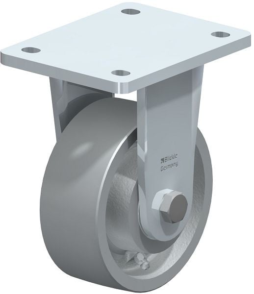 Blickle BO-G 127K Stahlgeschweißte Schwerlast-Bockrolle, Guss, Grau, 654038