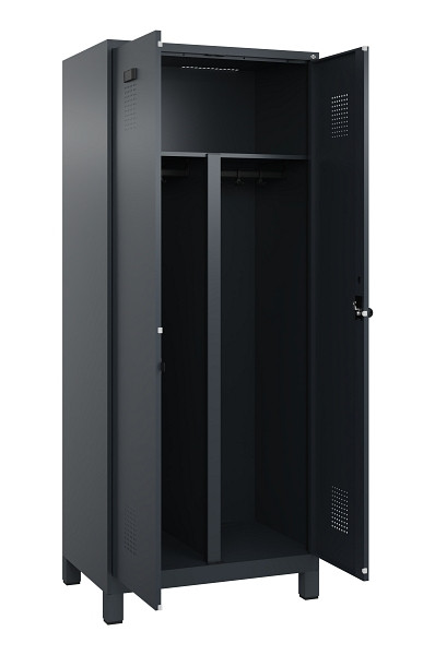 C+P PSA Schwarz-Weiß-Spind Evolo PLUS, mit Füßen, 2 Abteile, 1950x800x500mm, 7016, RAL 7016 Anthrazitgrau, Drehriegel, 049012-22P S10016