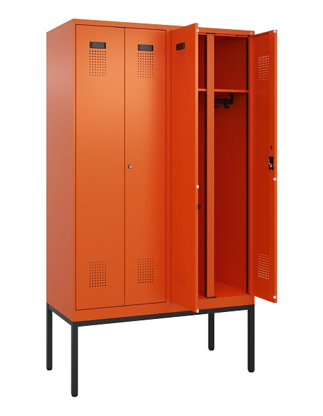 C+P Schwarz-Weiß-Spind Evolo PLUS, Gestell, 4 Abteile, 2120x1200x500mm, 2004/200, Zylinderschloss, 0490327-40 S10050