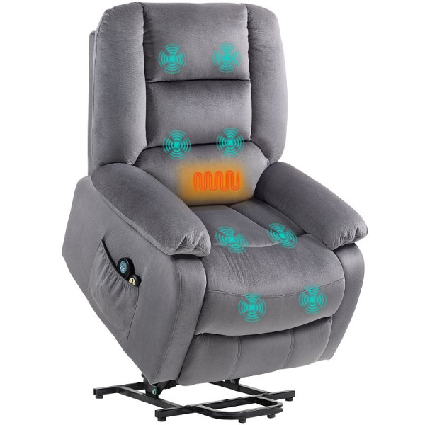 HOMCOM Aufstehsessel mit Massagefunktion, 90x93x110cm, Dunkelgrau, 713-161V90CG