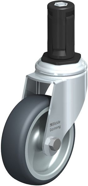 Blickle LKRA-TPA 101G-11-ER14 Apparate-Lenkrolle mit Expander, Thermoplastisches Gummi-Elastomer, Grau, 845494