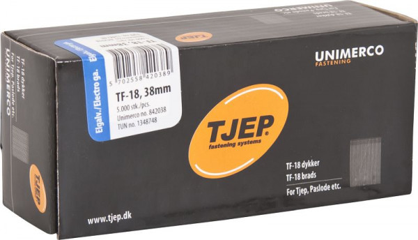 TJEP TF18 38mm Stift, verzinkt Box 5.000 Stück, Brads und Stifte, 842038