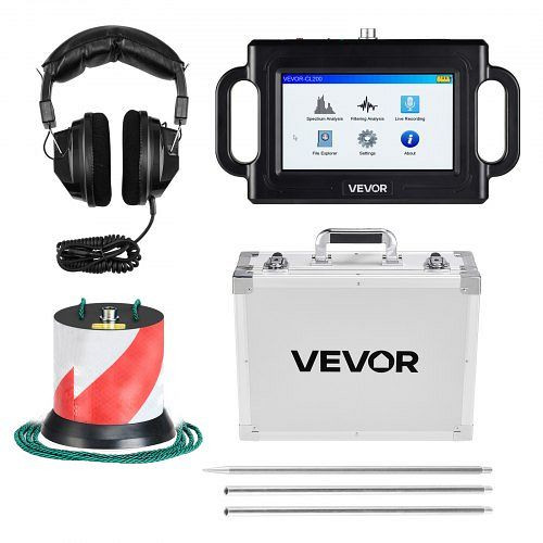 VEVOR Wasserleckdetektor 1-5000 Hz, 7" Touchscreen, 2 m Tiefe, Sensor, 3 Abhörstäbe, Kopfhörer, 8GB Karte, Tasche, GDLSJCDWQGDL0NLZJ001V9