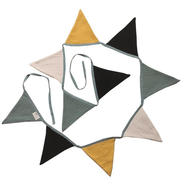 HOME DELUXE Wimpelkette Musselin LINDO, Farbe Khaki, 50991