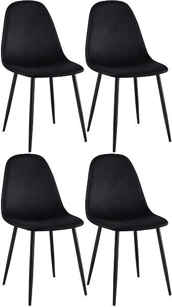 CLP 4er Set Esszimmerstühle Napier Samt, schwarz, 318574