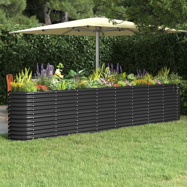 vidaXL Hochbeet Pulverbeschichteter Stahl 332x40x68 cm Anthrazit, 318911