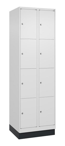C+P Schließfachschrank Classic PLUS, Sockel, 2 Abteile mit je 4 Fächern, 1950x600x500mm, 9016/9016, 080020-204 S10017
