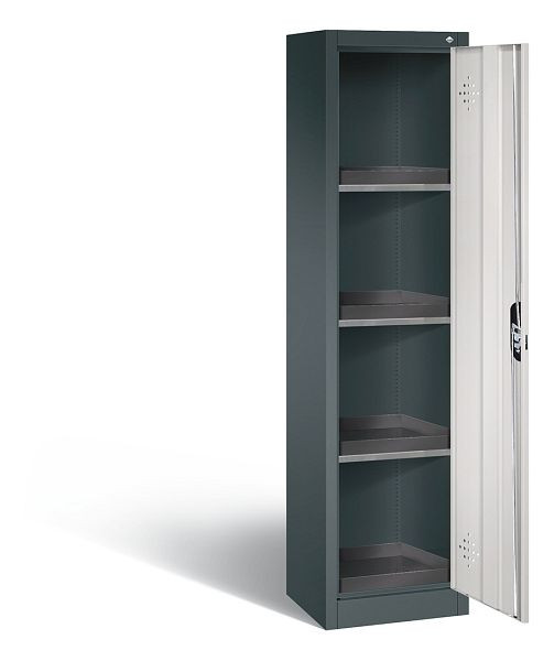 C+P Umweltschrank Acurado, H1950xB502xT500mm, Farbe: Anthrazitgrau / Lichtgrau, Muldengriff, 8901-316 S10133