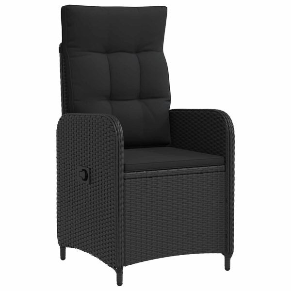vidaXL Verstellbarer Gartenstuhl Schwarz 57 x 63 x 94 cm Poly-Rattan, 42027150