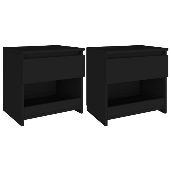 vidaXL Nachttische 2 Stück Schwarz 40x30x39 cm Holzwerkstoff, 803446