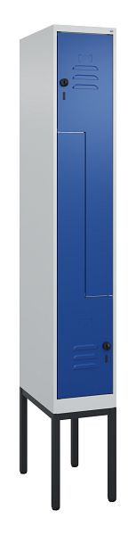 C+P Z-Spind Classic PLUS, Gestell, 2 Abteile, 2120x300x500mm, 7035/5010, Drehriegel, 0800337-102 S10003