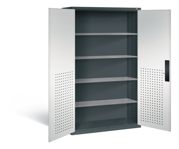 C+P Magazinschrank Serie 13, H1950xB1100xT535mm, Farbe: Anthrazitgrau / Lichtgrau, Muldengriff, 130276-613 S10023