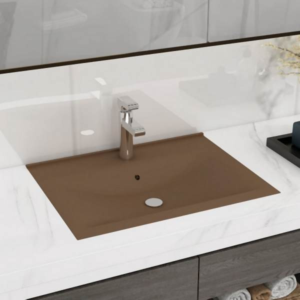 vidaXL Luxus-Waschbecken mit Hahnloch Matt-Creme 60x46 cm Keramik, 147029