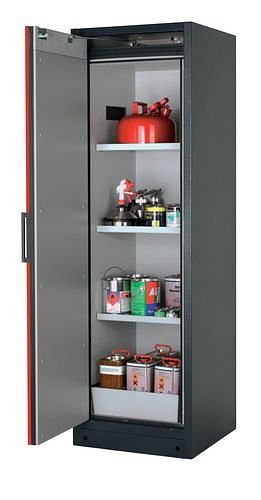 asecos Feuerbeständiger Gefahrstoffschrank Select W-63L-O "one touch", 3 Einlegeböden, Tür rot, 201457