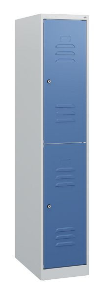 C+P Doppelstöckiger Spind Classic PLUS, 1530x300x500mm, 7035/5023, Zylinderschlösser, 0803005-10 S10025
