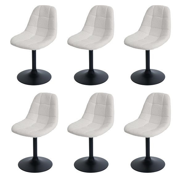 Mendler 6er-Set Esszimmerstuhl HWC-A60, Küchenstuhl Stuhl Drehstuhl, Stahl FSC® Stoff/Textil Bouclé (450g/m²), creme, 3x108842