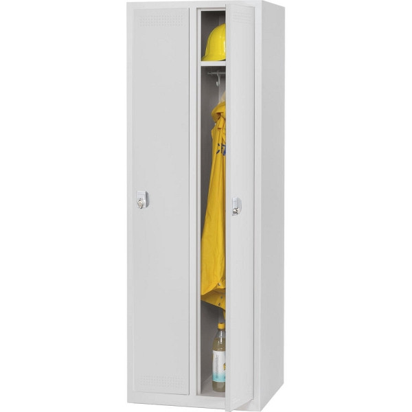 Deskin Garderoben-Stahlspind SP PROFI SYSTEM, 2 Abteile 300 mm, Drehriegel, Lichtgrau x lichtgrau, H 1700 x B 590 x T 500 mm, Gewicht 37 kg, 225699