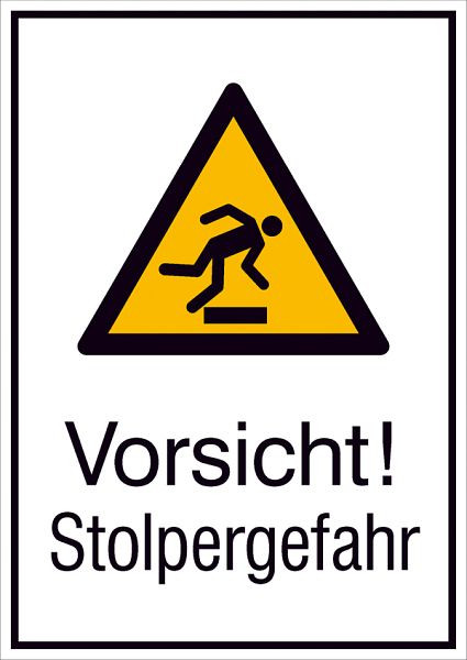 SafetyMarking Warn-Kombischild, Vorsicht! Stolpergefahr, BxH 13,1x18,5 cm, Aluminium, 51.A8025