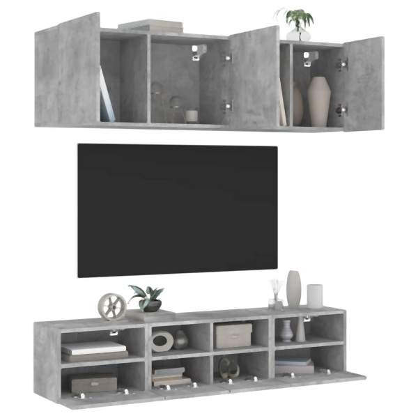vidaXL 5-tlg. Wohnwand Betongrau Holzwerkstoff, 3216514